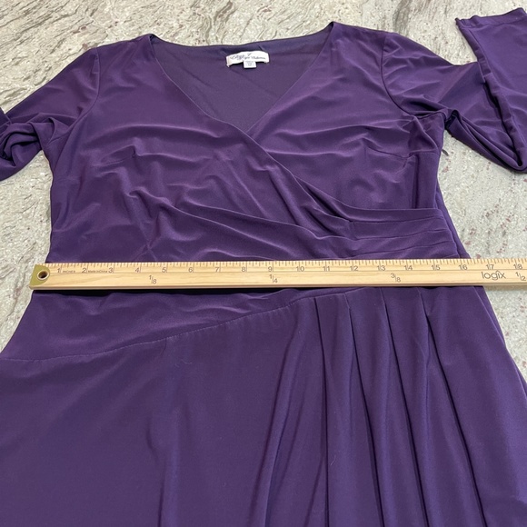 Eliza J Royal Collection Long Sleeve V Neck Mini Dress Stretch Purple - Picture 11 of 13